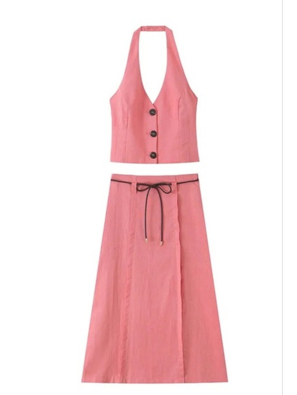 ZARA SET  LINEN HALTER TOP SIZE M & SKIRT SIZE L